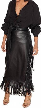 Never Fully Dressed Vegan Leather Fringe Jaspre Skirt In Black