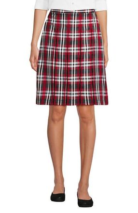 Lands End School Uniform Young Plaid Box Pleat Skirt Top of the Knee in Red/graphite Plaid at Nordstrom, Size 16