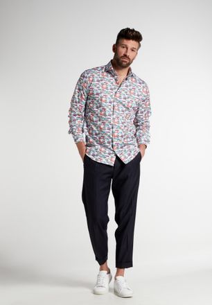 Eterna Langarmhemd ETERNA MODERN FIT, Herren, Gr. 40, Normalgr&ouml;ssen, blau, Satin, 100% Baumwolle, tailliert, Manschette, Hemden Langarmhemd, EASY IRON (b&uuml;gel