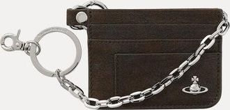 Vivienne Westwood Flat Chain Card Holder Leather Dark-brown One Size Unisex