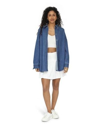 Belle & Bloom Into Him Oversized Denim Shirt in Mid Wash at Nordstrom, Size X-Small Au