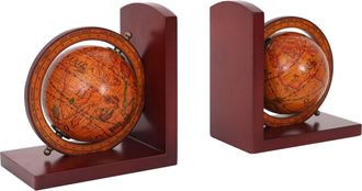 Hhg Hhg - Nunca Usado] Juego De 2 Sujetalibros 526, Sujetalibros Globo Terr&aacute;queo, Certificado Mvg Marr&oacute;n