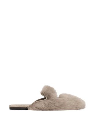 Dolce & Gabbana Slipper aus Schaffell und Wildleder