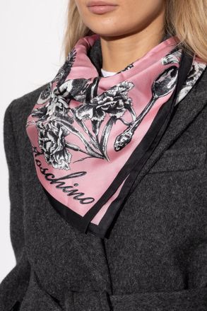 Moschino Silk Scarf With Print, Unisex, Pink