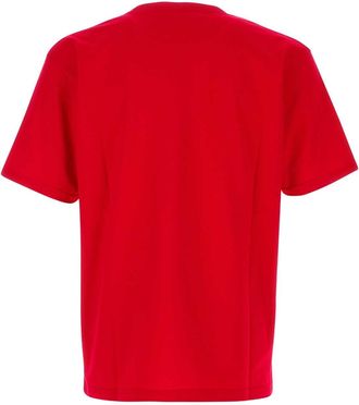 Valentino Garavani Mens Red Cotton T-Shirt Rosso Exterior Exterior: T-shirts And Polos