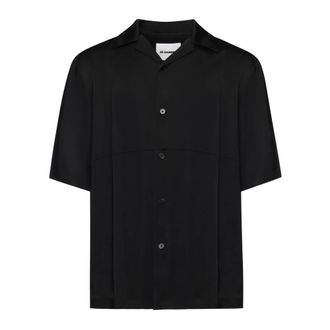 Jil Sander Short Sleeve Shirts, male, Black, Size: L Viscose Short Sleeve Shirt