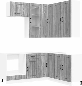 vidaXL Unidad De Cocina Lucca 8 Uds. Sonoma Gris Madera De Ingenier&iacute;a Vidaxl