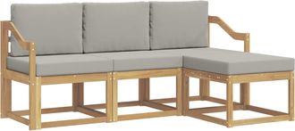 vidaXL Conjunto De Sof&aacute;s De Exterior 4 Uds. Blanco Y Gris Claro Vidaxl
