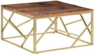 vidaXL Vidaxl - Coffee Table Gold Stainless Steel and Solid Sleeper Wood