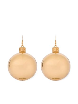 Moschino sphere-shape drop earrings - women - Brass/Polyester - One Size - Gold