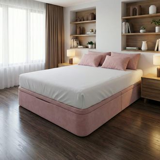 BeZen Canap&eacute; abatible en tela rosa con montaje 140x190 cm
