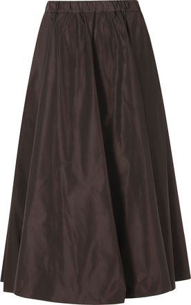 Aspesi Brown Mia Gathered Elastic Waistband Flared Midi Skirt