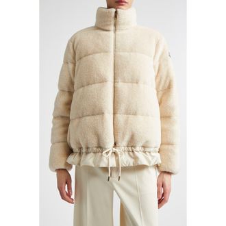 Moncler Cedre Teddy Down Jacket in Beige at Nordstrom, Size 5