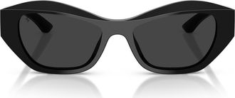 Ferrari 53mm Polarized Cat Eye Sunglasses in Black Shiny /Polar Black at Nordstrom