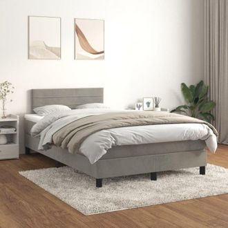 vidaXL Cama Box Spring Con Colch&oacute;n Terciopelo Gris Claro 120x200 Cm Vidaxl