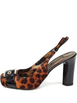 Dolce & Gabbana 2023 95mm leopard-print pumps - women - Leather/Patent Leather/Calf Hair/Leather - 37 - Brown