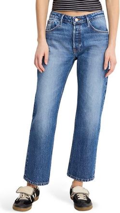 Good American Ripped Ankle Straight Leg Jeans in Indigo1222 at Nordstrom, Size 14
