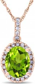 Allurez Peridot & Halo Diamond Pendant Necklace in 14k Rose Gold 2.24ct