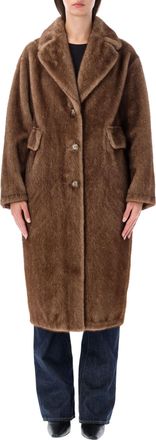 s.w.o.r.d Coat Eco Visone Wide-Lapel Faux Fur Coat