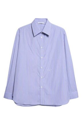Givenchy Couture Seam Stripe Overshirt in White/Navy at Nordstrom, Size 39