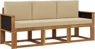 vidaXL Conjunto De Sof&aacute;s De Exterior 3 Uds. Natural Vidaxl