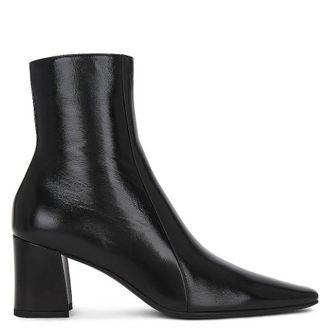 Saint Laurent Rainer Zipped Crinkled Leather Bootie, Brand Size 35 ( US Size 5 )