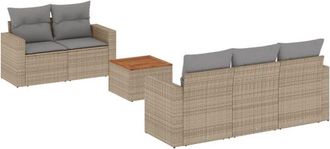 vidaXL Juego De Sof&aacute;s Jard&iacute;n Con Cojines Beige Mezcla 6 Pzas Rat&aacute;n Pe Vidaxl