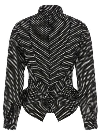 Junya Watanabe Polka-Dot Silk-Effect Shirt - Black