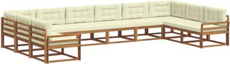 vidaXL Conjunto De Sof&aacute;s De Exterior 10 Uds. Natural Y Crema Vidaxl