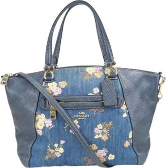 Coach Pre-owned Handbags, female, Blue, Size: ONE SIZE Pre-owned Leather Denim 2way Shoulder Bag