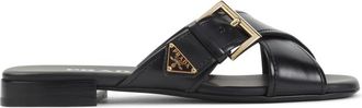 Prada Black Leather Sandals