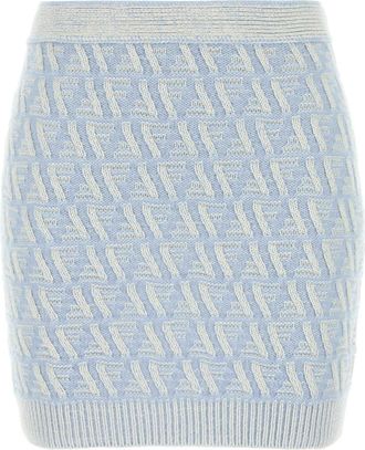 Fendi Womens Embroidered Silk Blend Mini Skirt - Light Blue - Size EU 38 (Womens)