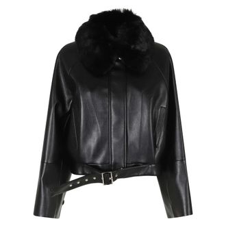 Isabelle Blanche Jas van imitatiebont en shearling - Dames - Jassen - Zwart - Maat: M