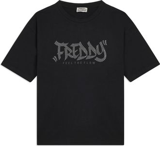 Freddy T-shirt con stampa FREDDY FEEL THE FLOW e borchie