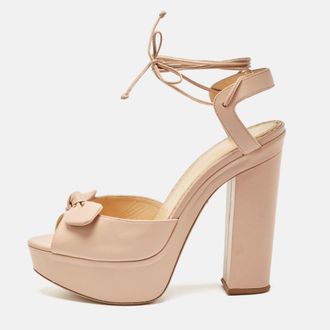 Charlotte Olympia Pink Leather Bow Platform Sandals