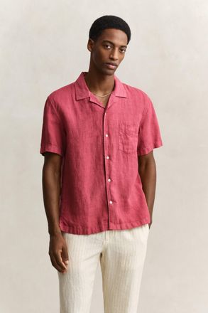 GANT Men Short Sleeve Linen Shirt (XXXL) DUSTY BRICK RED