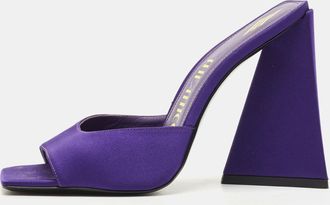 The Attico Purple Satin Devon Block Heel Slide Sandals