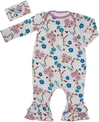 Everly Grey Ruffle Romper & Head Wrap Set in Magnolia at Nordstrom, Size 12-18M