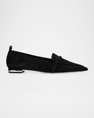 Malone Souliers Dora Suede Pointed-Toe Loafers