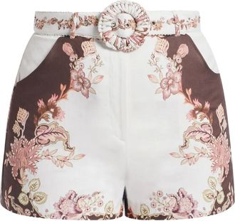 Hemant & Nandita floral belted shorts - White