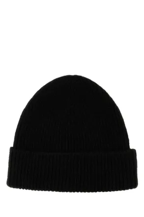 Burberry Womens Black Cashmere Beanie Hat Exterior: Cuffie