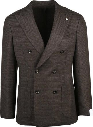 Luigi Bianchi Mantova Jassen, Heren, Bruin, M, Wol, Blazer Doppiopetto