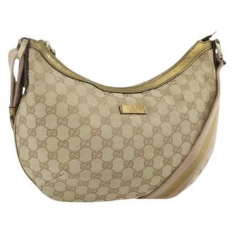 Gucci Pre-owned Cross Body Bags, female, Beige, Size: ONE SIZE Pre-owned Vintage GG Canvas Shoulder Bag