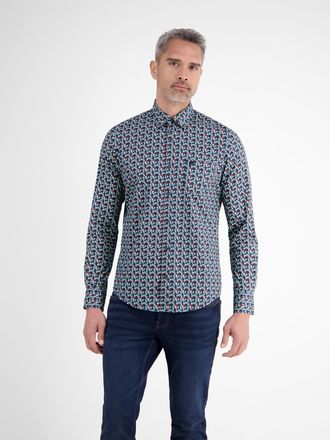 Lerros Langarmhemd LERROS LERROS Herren Langarmhemd, modisch gemustert, Herren, Gr. M, Normal- und Kurzgr&ouml;ssen, rot (scandinavian rot), 100% Baumwolle, Hemde