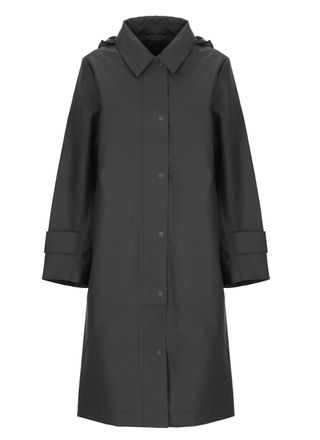 Rains Nara W Black Snap Buttons Long Raincoat
