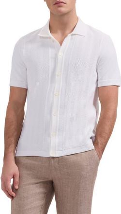 Bugatchi Short Sleeve Cardigan in Chalk at Nordstrom, Size Xx-Large