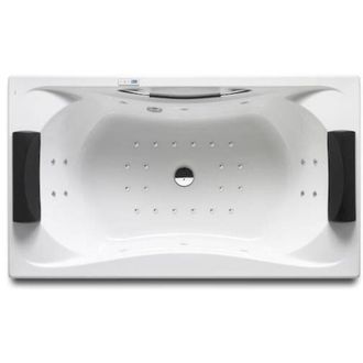 Roca 8414329800524 Roca - Ba&ntilde;era Acr&iacute;lica Rectangular Con Hidromasaje Total Y Juego De Desag&uuml;e 1900x1100 - Serie Becool, Color Blanco