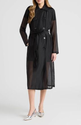 NVLT Sheer Trench Coat in Black at Nordstrom, Size X-Small