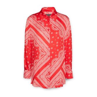 Elena Miro Overhemden, Dames, Rood, 5Xl, Polyester, Sjaalprint shirt