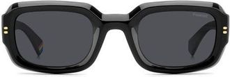 Polaroid 51mm Polarized Rectangular Sunglasses in Black/Grey Polar at Nordstrom